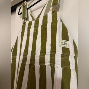 Big Bud Press Olive and White Striped Overalls